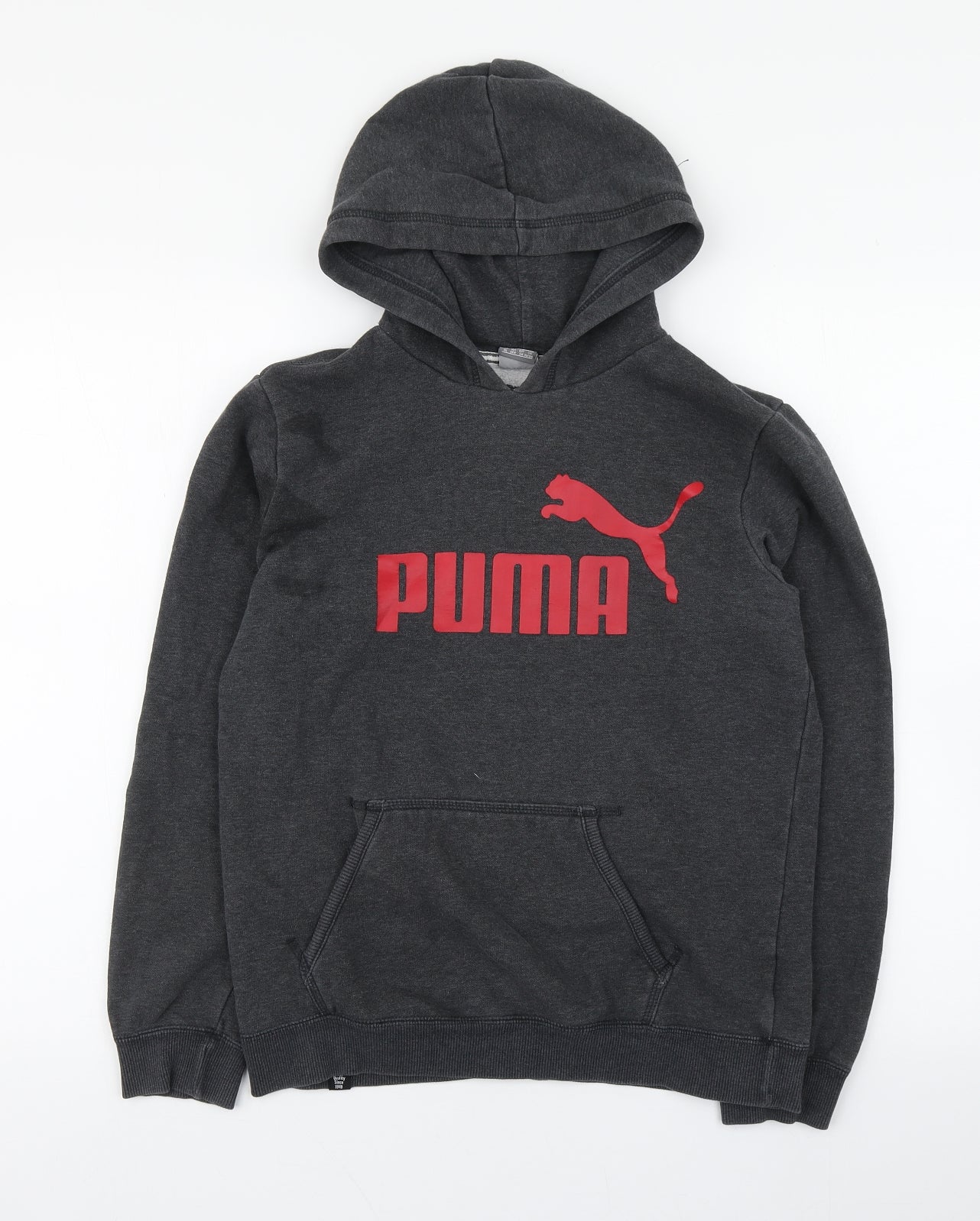 PUMA Boys Grey  Cotton Pullover Hoodie Size 14 Years  Pullover