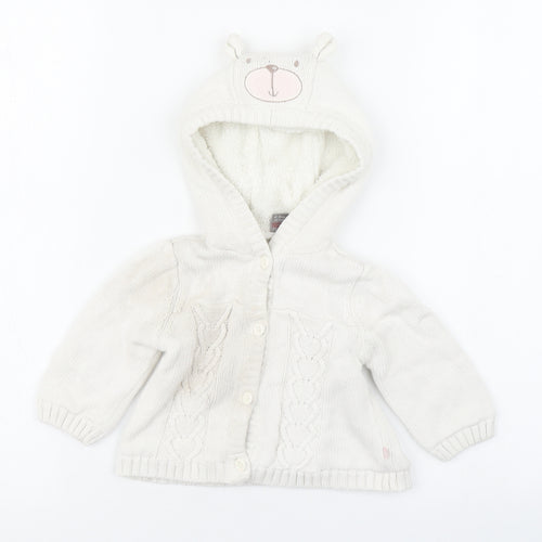 TU Girls White   Jacket Coatigan Size 6-9 Months   Button