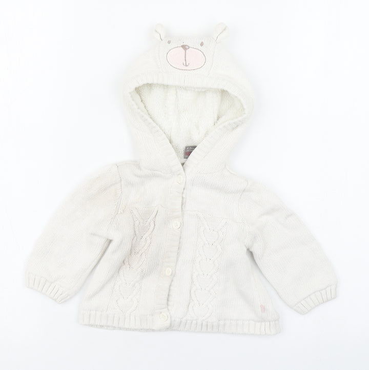 TU Girls White   Jacket Coatigan Size 6-9 Months   Button