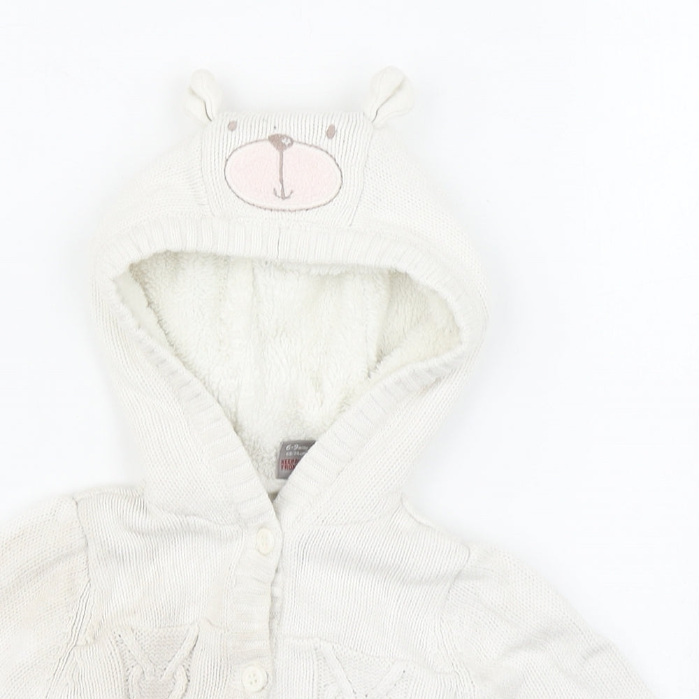 TU Girls White   Jacket Coatigan Size 6-9 Months   Button