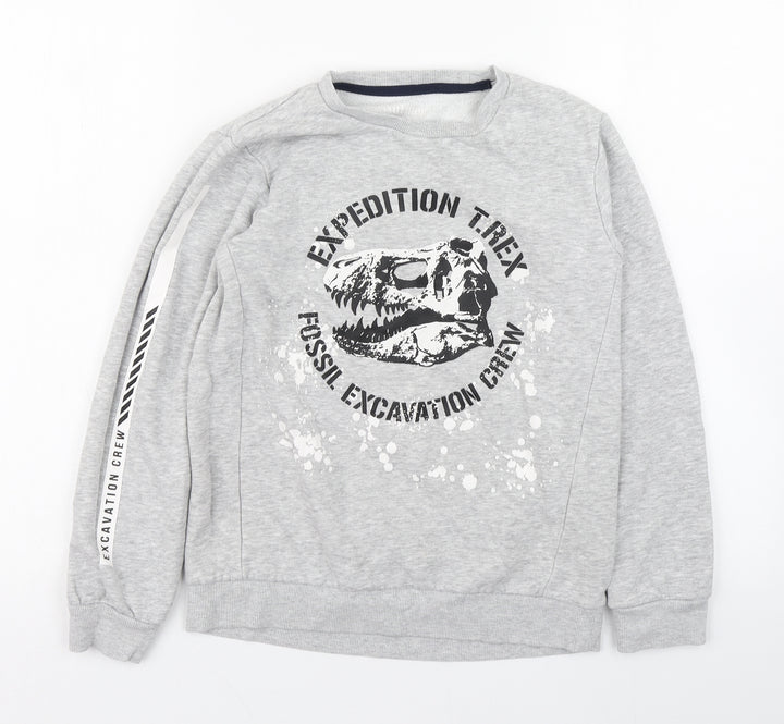 Nutmeg Girls Grey  Cotton Pullover Sweatshirt Size 9-10 Years  Pullover - T-Rex