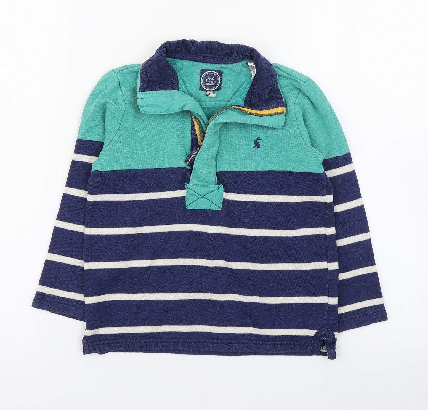 Joules Boys Blue Striped Cotton Pullover Sweatshirt Size 5 Years  Zip