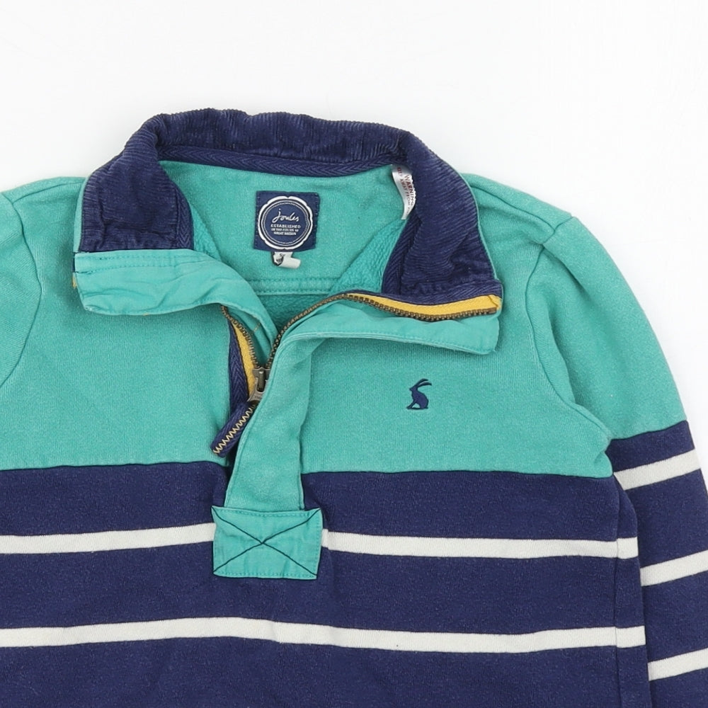 Joules Boys Blue Striped Cotton Pullover Sweatshirt Size 5 Years  Zip