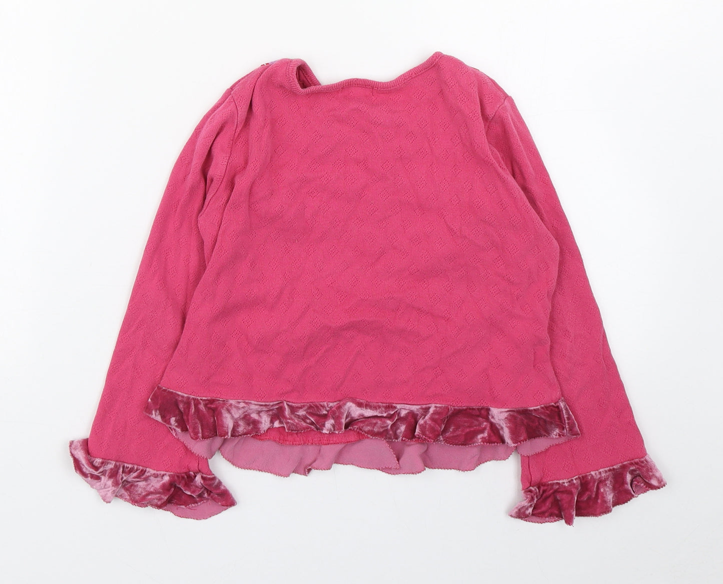 Monsoon Girls Pink Round Neck  100% Cotton Cardigan Jumper Size 6-7 Years  Button