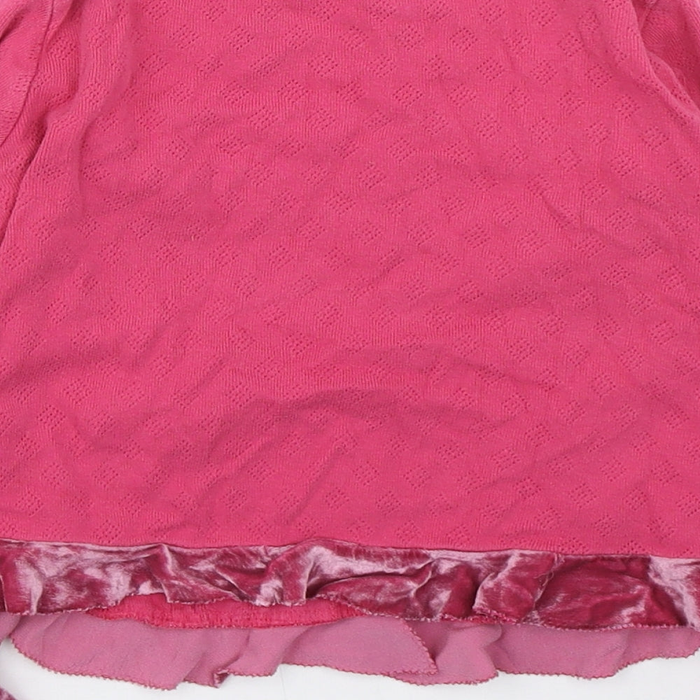 Monsoon Girls Pink Round Neck  100% Cotton Cardigan Jumper Size 6-7 Years  Button