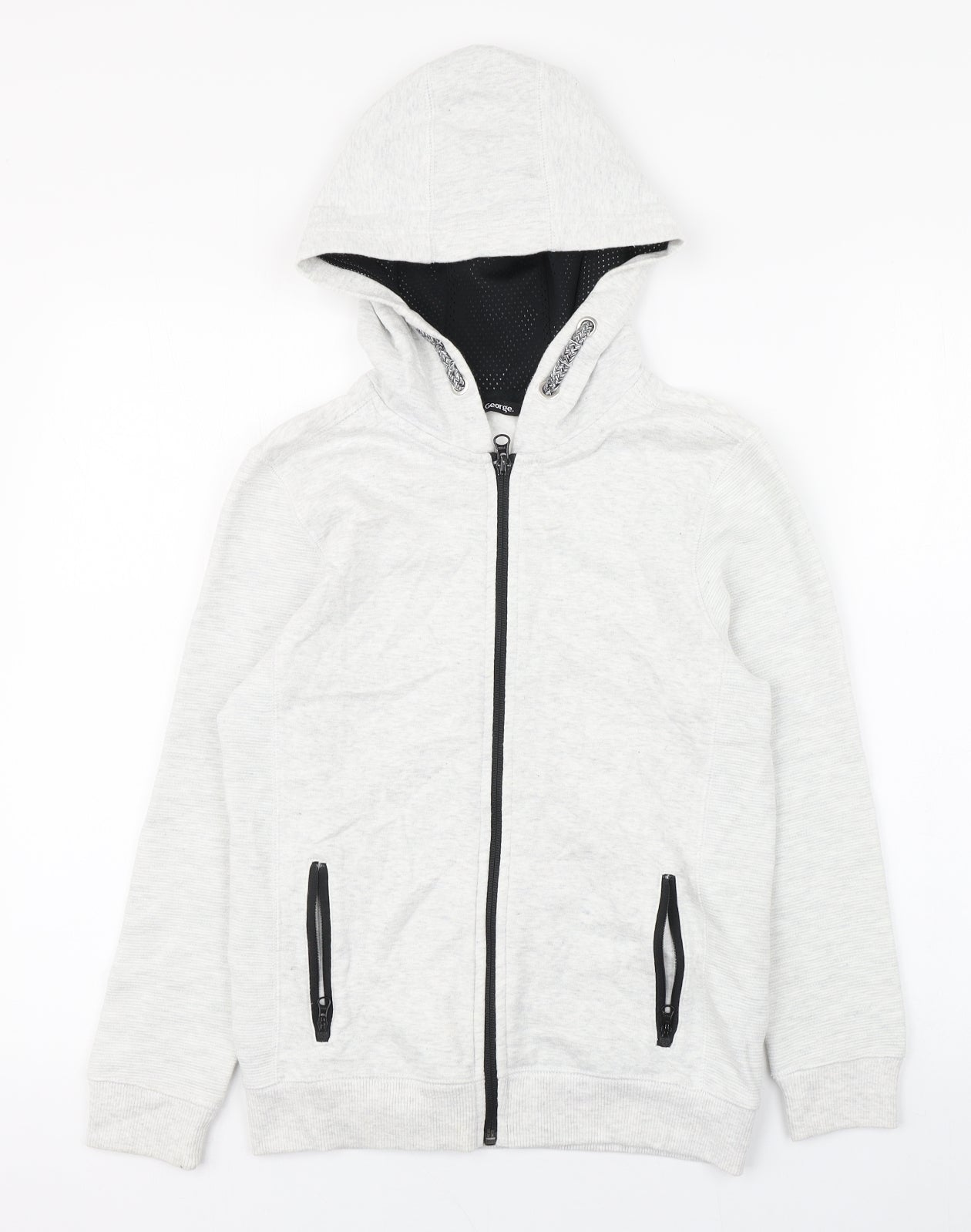 George Boys White  Cotton Full Zip Hoodie Size 9-10 Years