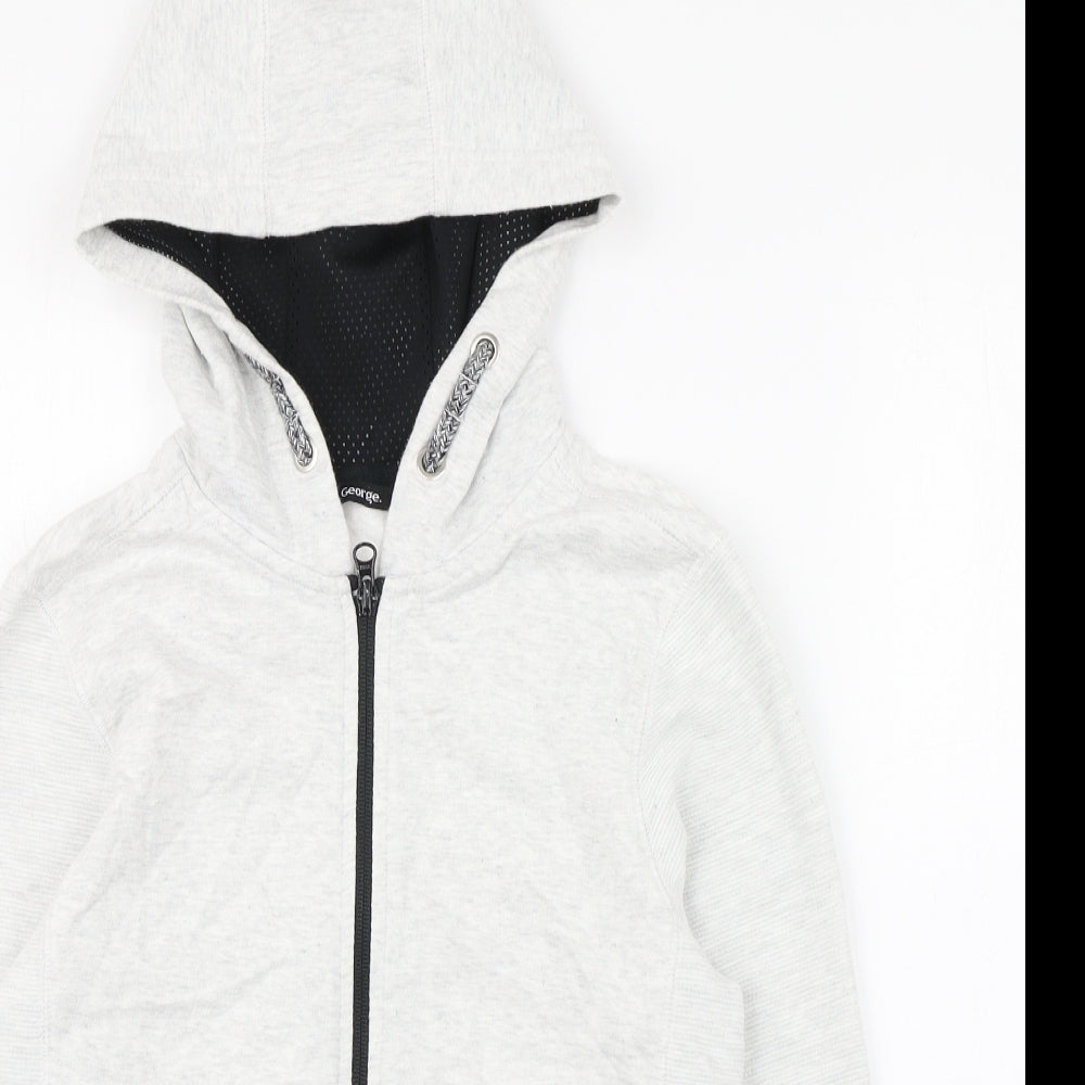 George Boys White  Cotton Full Zip Hoodie Size 9-10 Years