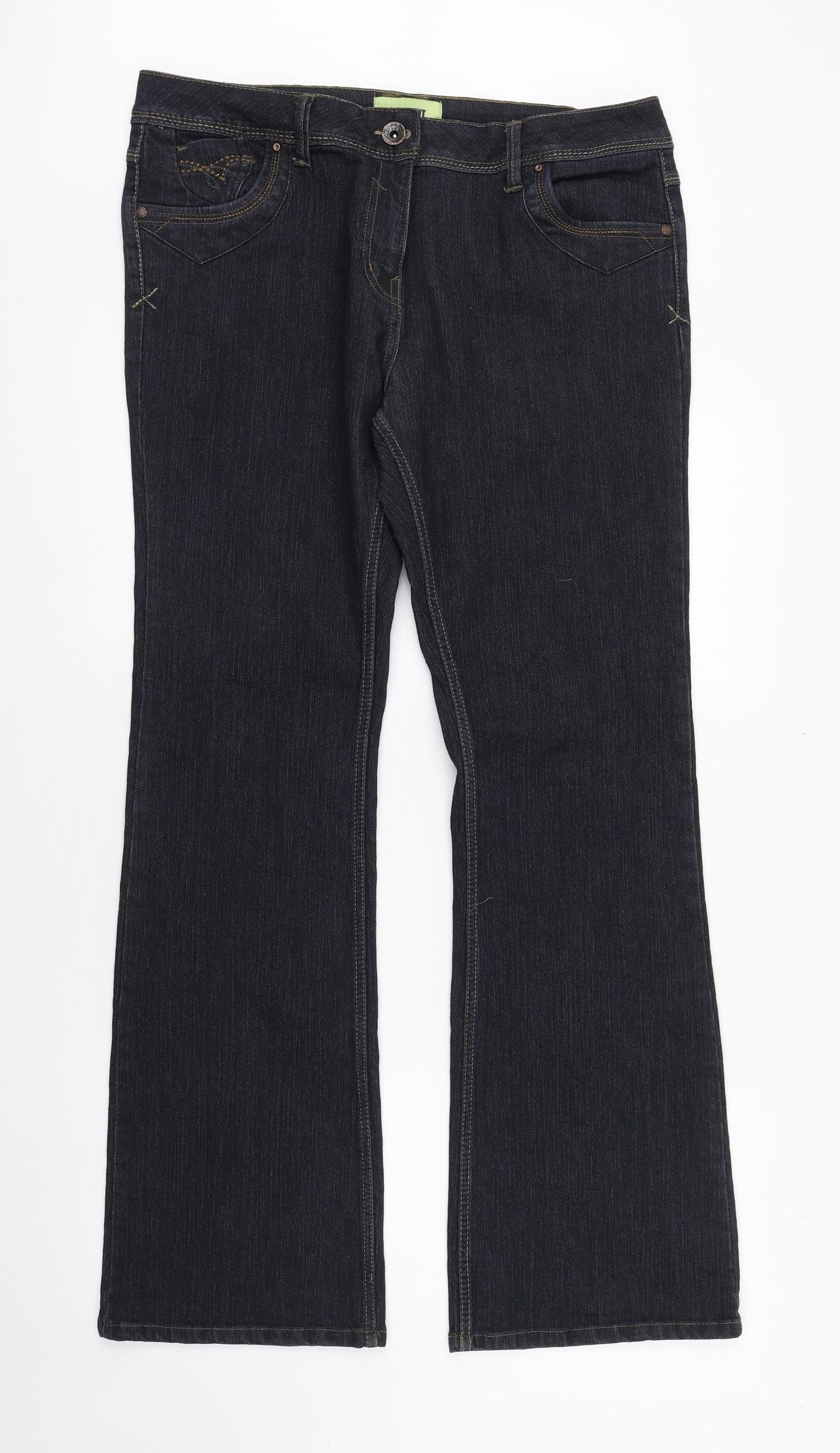 George Womens Blue  Cotton Bootcut Jeans Size 16 L32 in Regular Zip