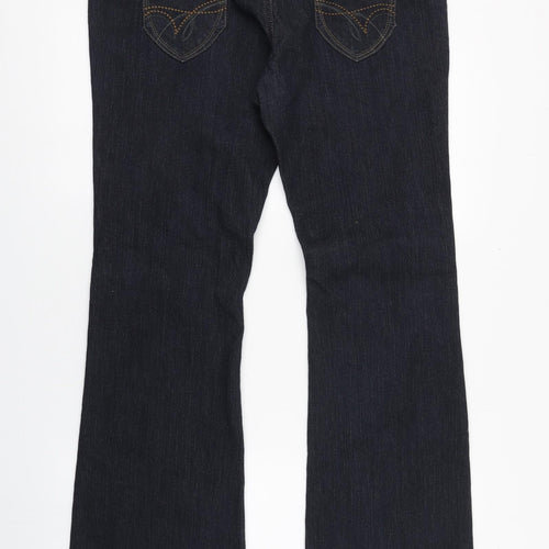 George Womens Blue  Cotton Bootcut Jeans Size 16 L32 in Regular Zip