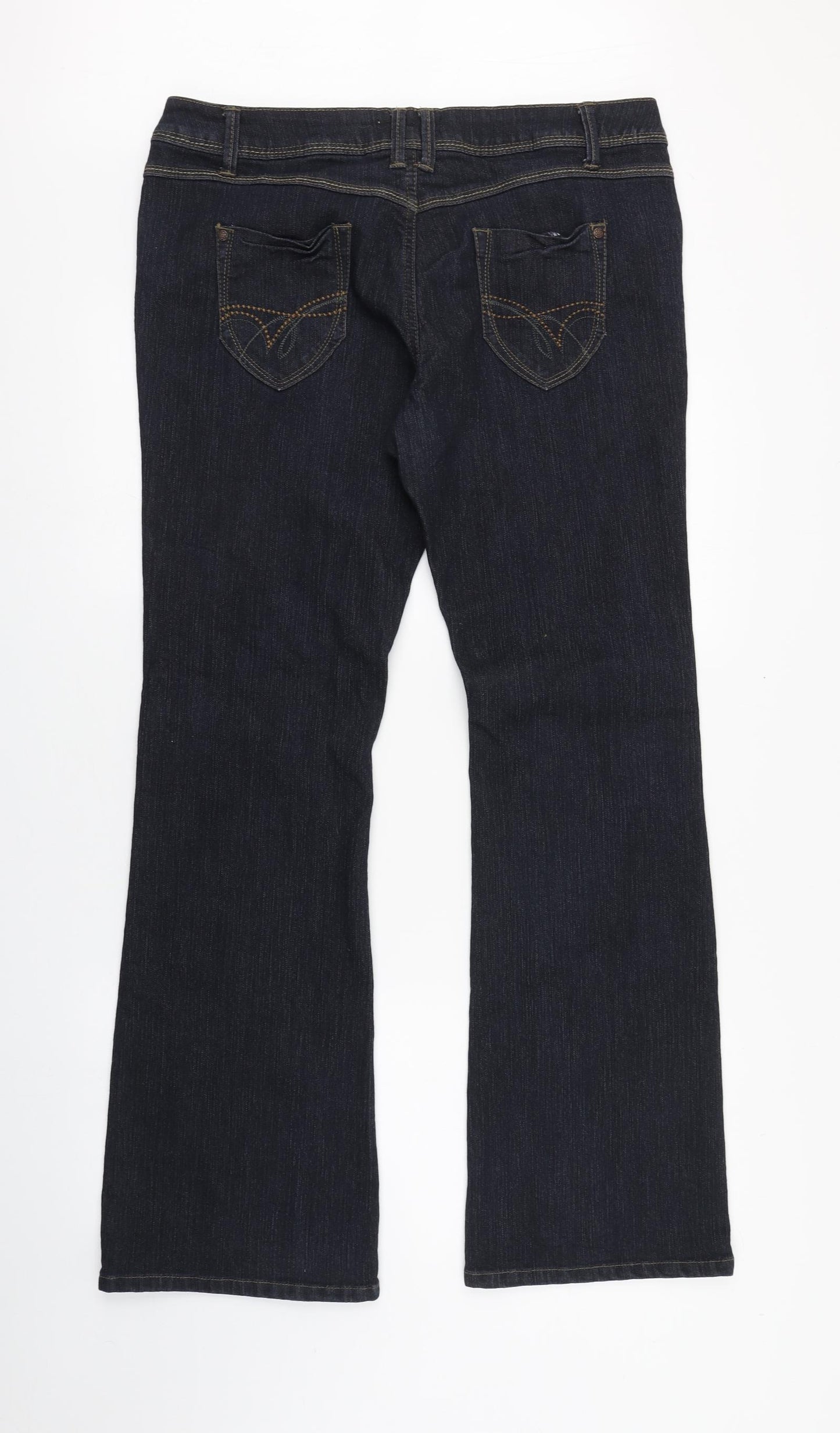 George Womens Blue  Cotton Bootcut Jeans Size 16 L32 in Regular Zip