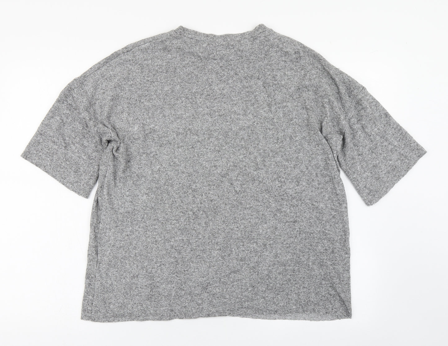 Zara Womens Grey  Viscose Basic Blouse Size S Round Neck