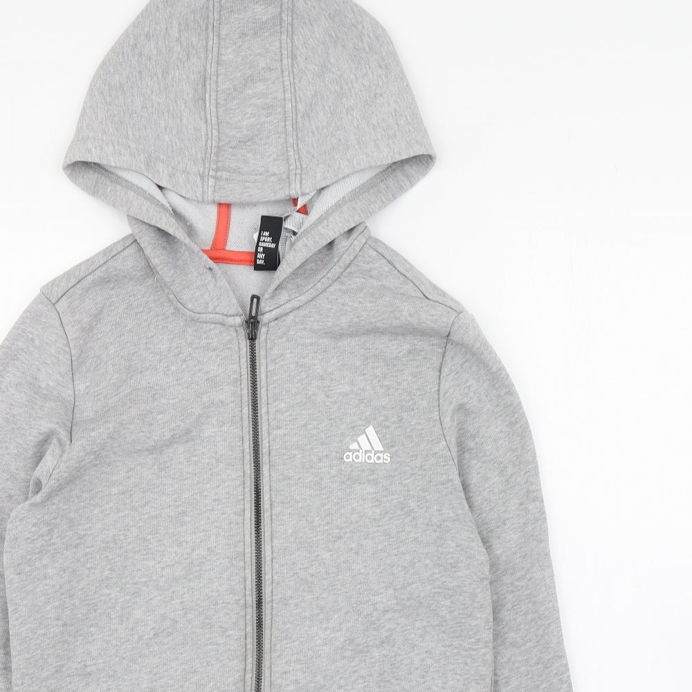 adidas Womens Grey  Cotton Full Zip Hoodie Size M