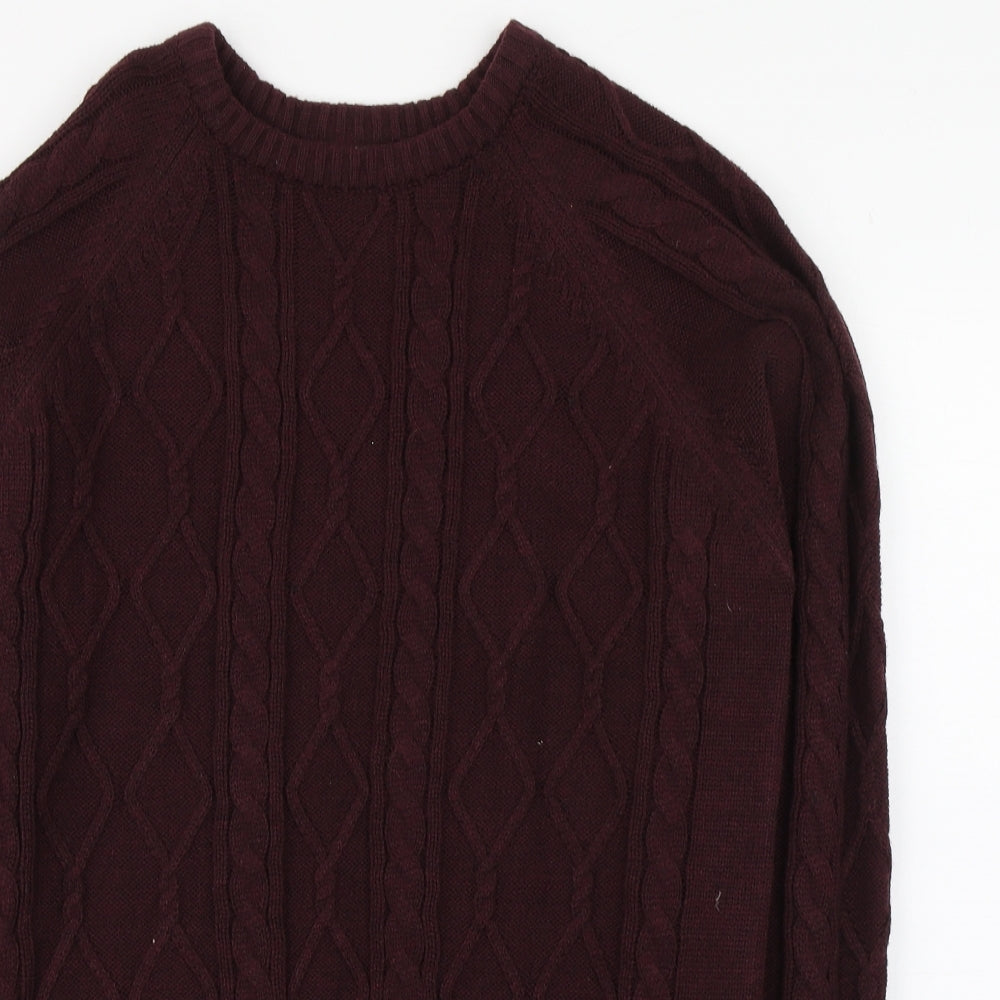 George Mens Purple Round Neck  Acrylic Pullover Jumper Size M