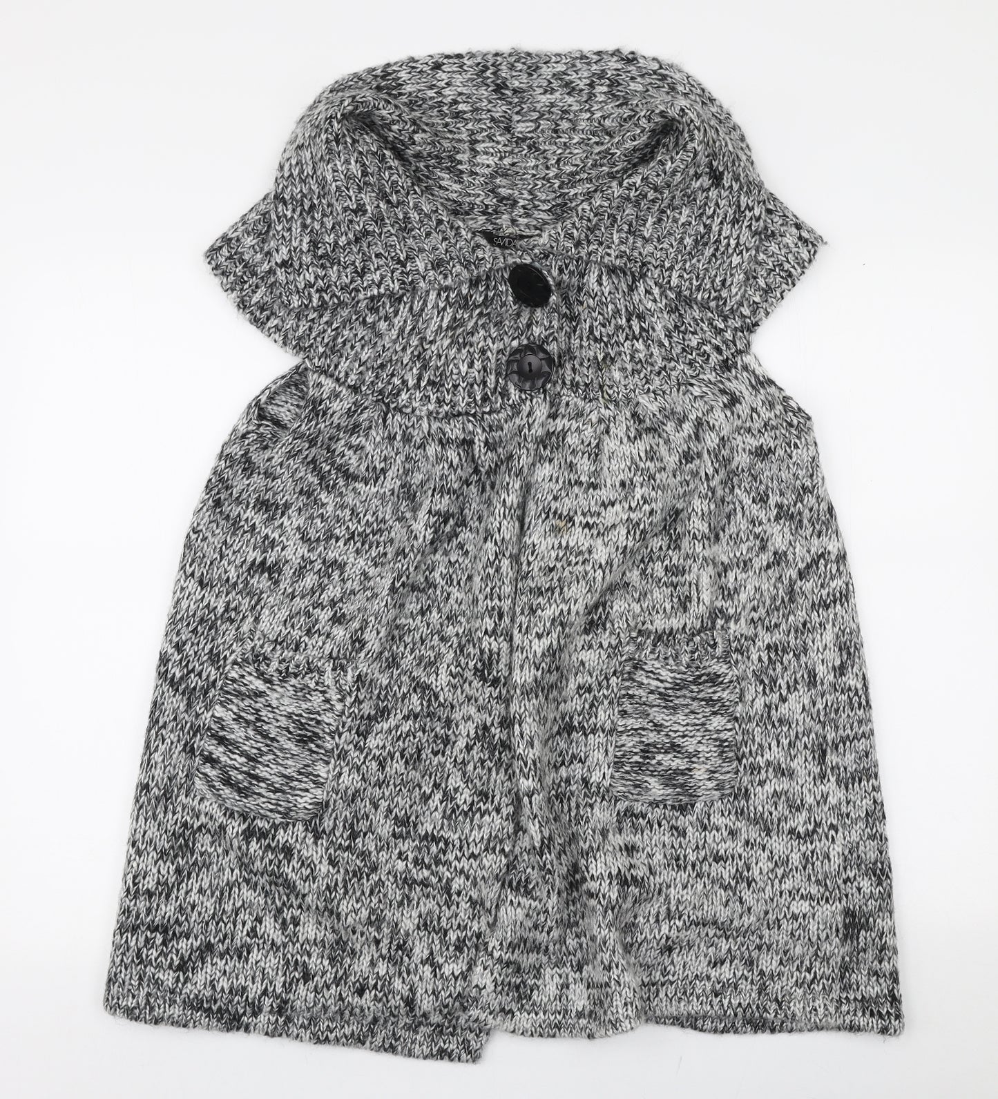 Savida Womens Grey Collared  Acrylic Cardigan Jumper Size 16