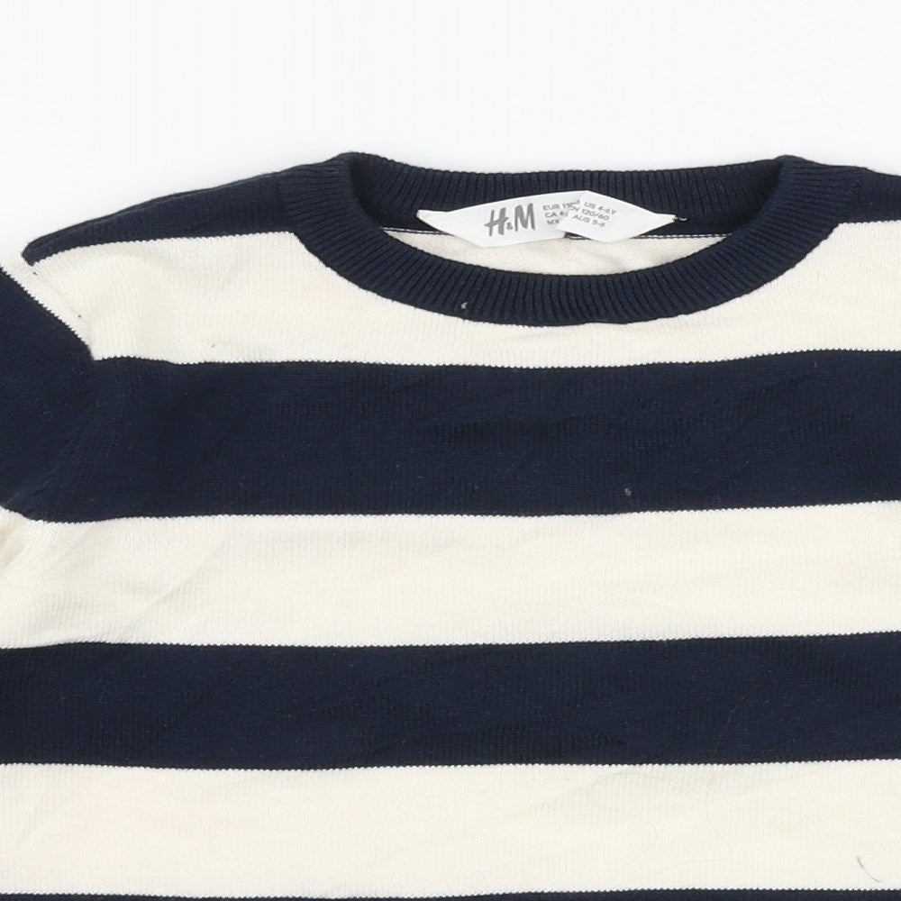 H&M Boys Multicoloured Round Neck Striped 100% Cotton Pullover Jumper Size 5-6 Years  Pullover
