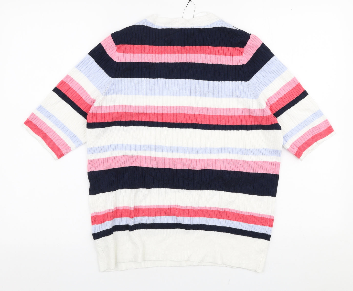Marks and Spencer Womens Multicoloured Round Neck Striped Viscose Pullover Jumper Size 20