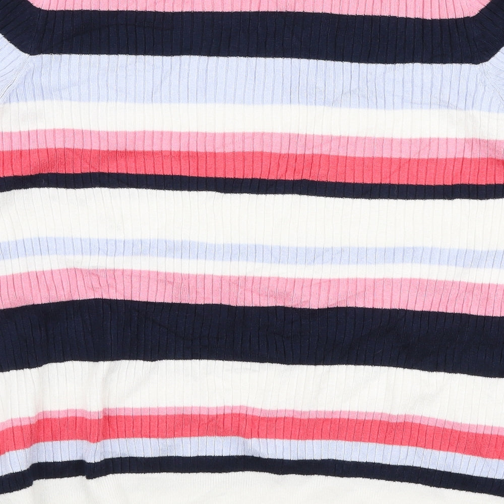 Marks and Spencer Womens Multicoloured Round Neck Striped Viscose Pullover Jumper Size 20
