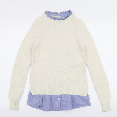 NEXT Womens Ivory Collared  100% Cotton Pullover Jumper Size 8