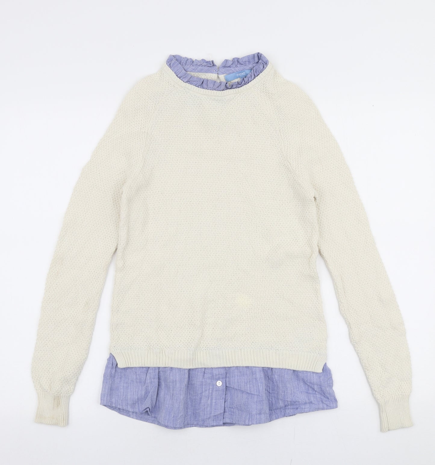 NEXT Womens Ivory Collared  100% Cotton Pullover Jumper Size 8