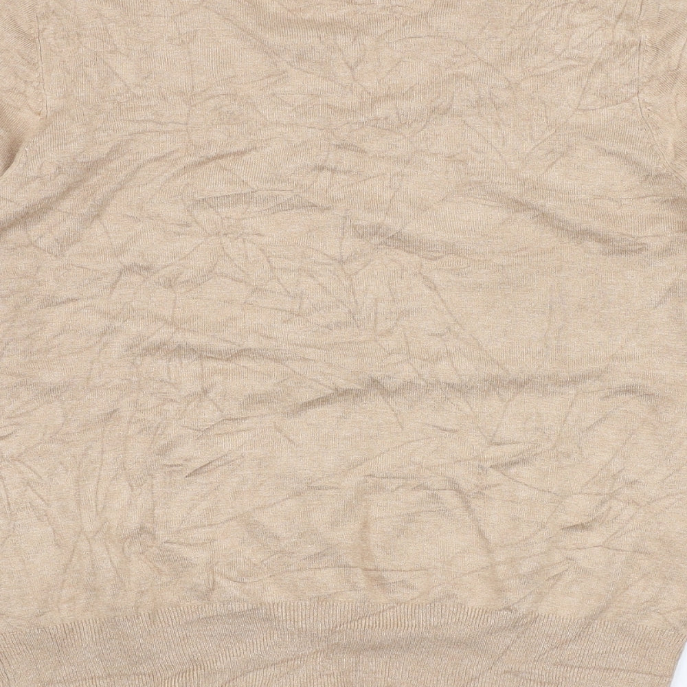 TU Womens Beige Round Neck  Viscose Cardigan Jumper Size 14