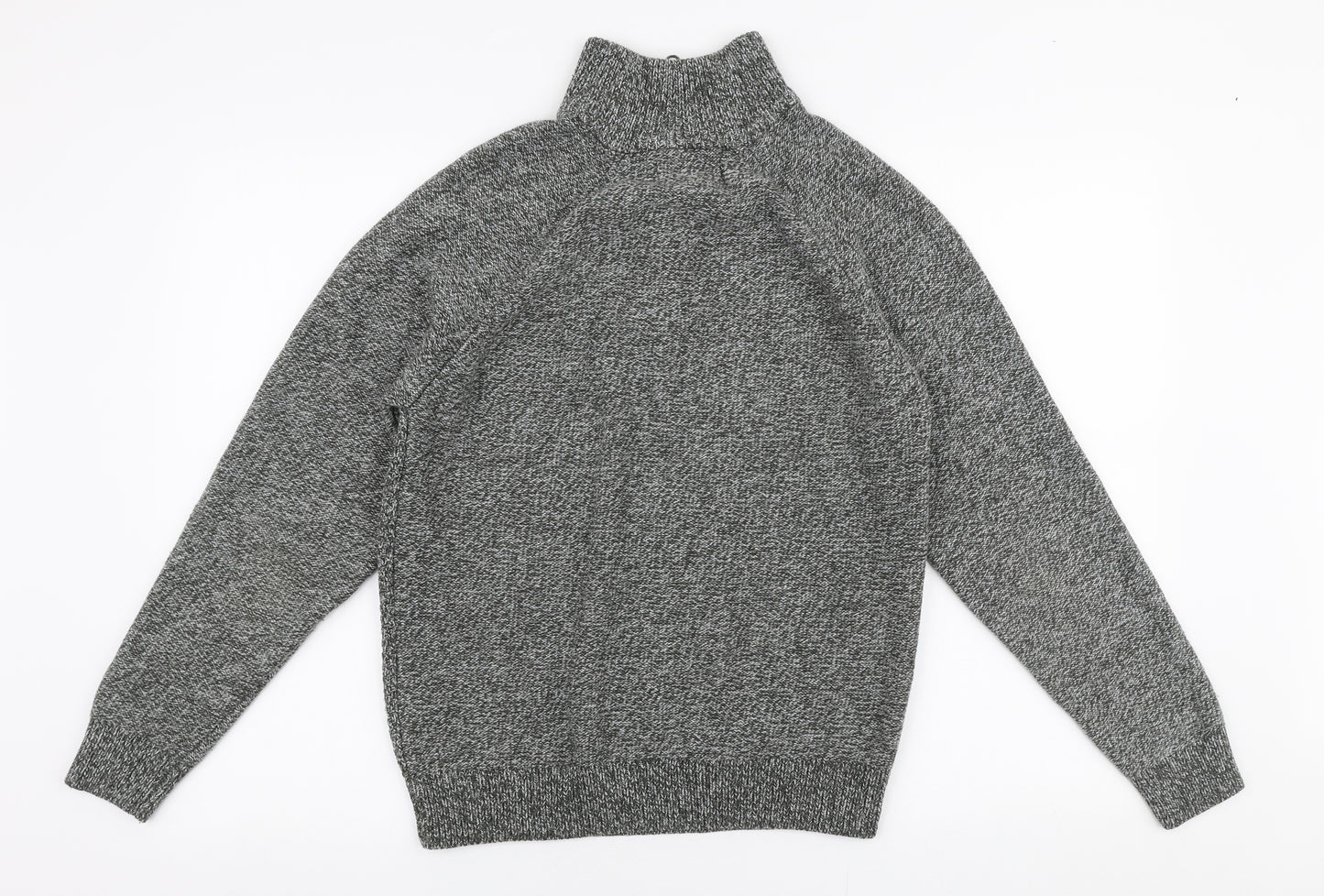 TU Mens Grey High Neck  Acrylic Pullover Jumper Size S