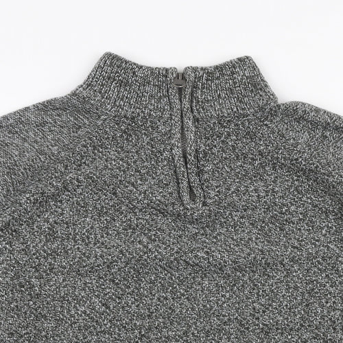 TU Mens Grey High Neck  Acrylic Pullover Jumper Size S