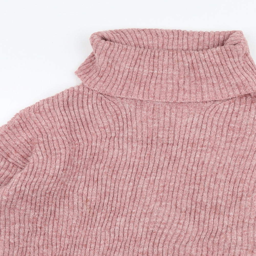 New Look Womens Pink Roll Neck  Polyester Pullover Jumper Size L