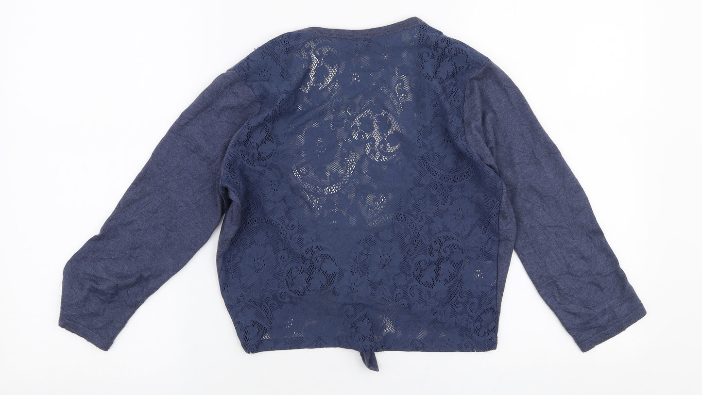 Laura Ashley Womens Blue V-Neck  Cotton Cardigan Jumper Size 10   - Tie detail