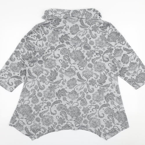 Tigi Womens Grey Roll Neck Fair Isle Polyester Pullover Jumper Size 22