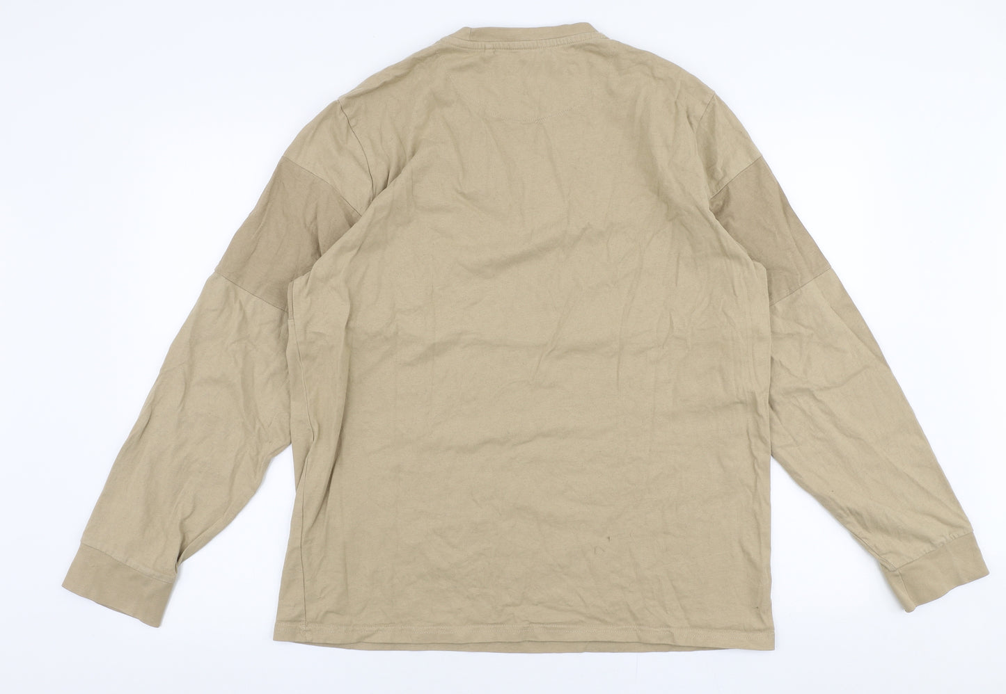 Easy Mens Beige  Cotton Pullover Sweatshirt Size XL