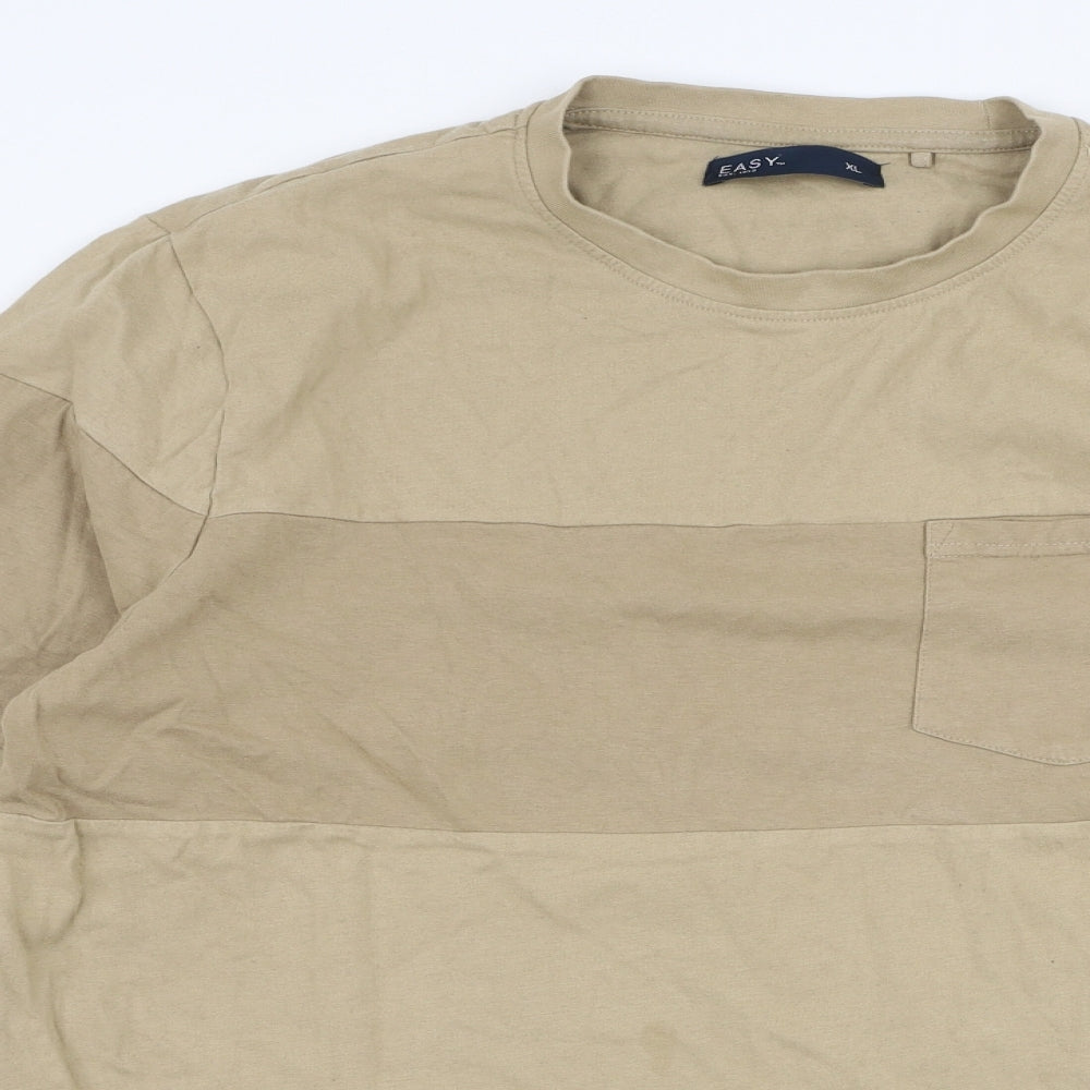 Easy Mens Beige  Cotton Pullover Sweatshirt Size XL