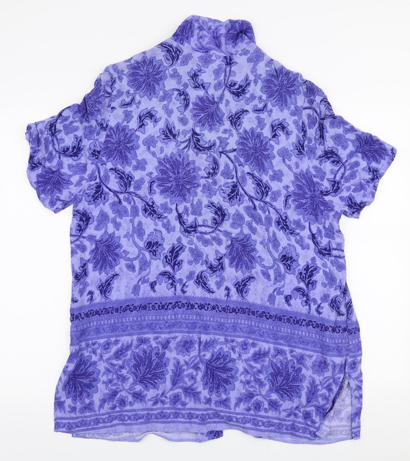 Essence  Womens Purple Floral Viscose Basic Blouse Size 20 Collared