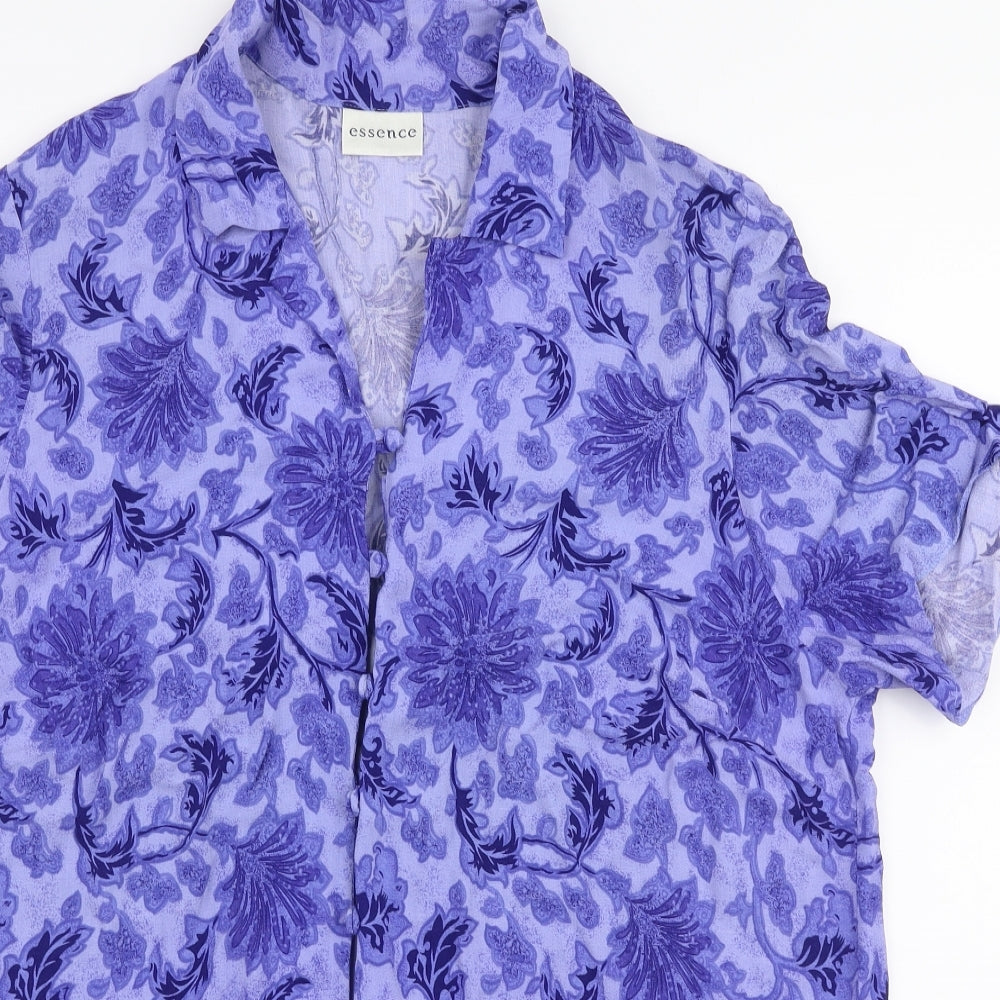 Essence  Womens Purple Floral Viscose Basic Blouse Size 20 Collared