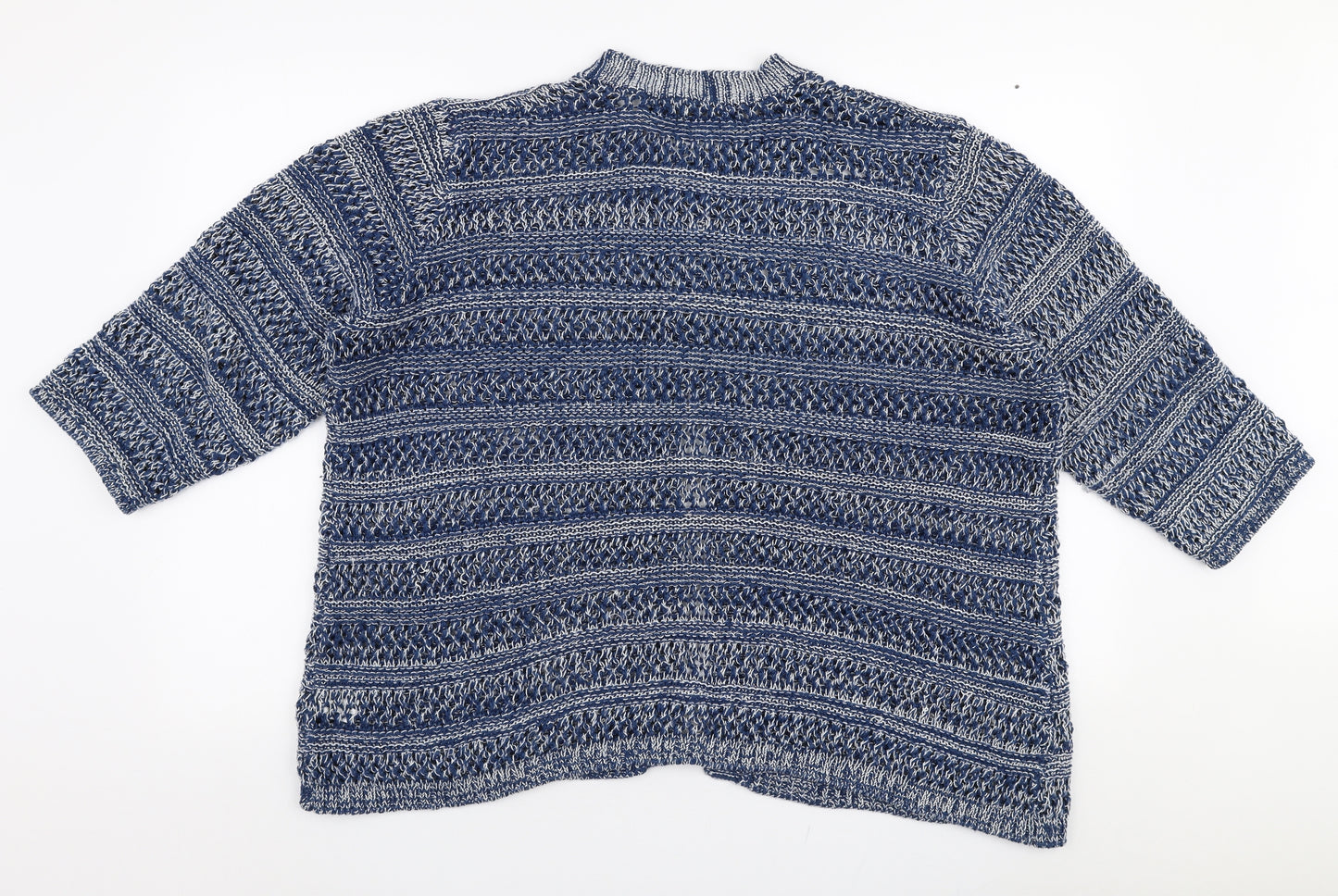 Isle Womens Blue Round Neck  Acrylic Cardigan Jumper Size XL