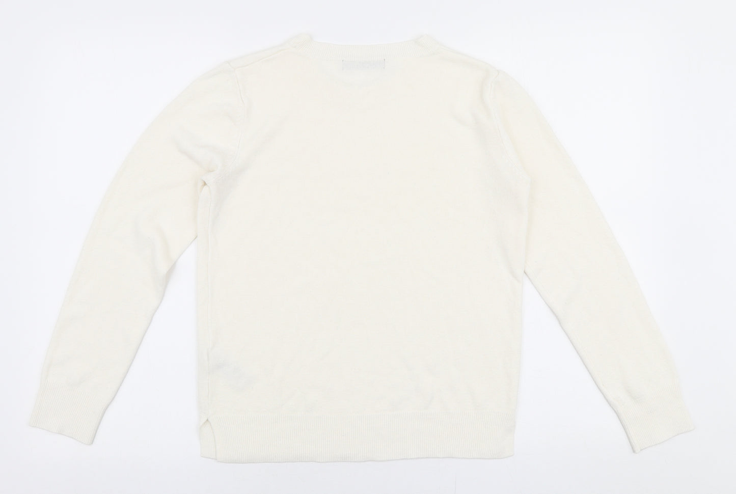 Marks and Spencer Womens Ivory Round Neck  Acrylic Pullover Jumper Size 10