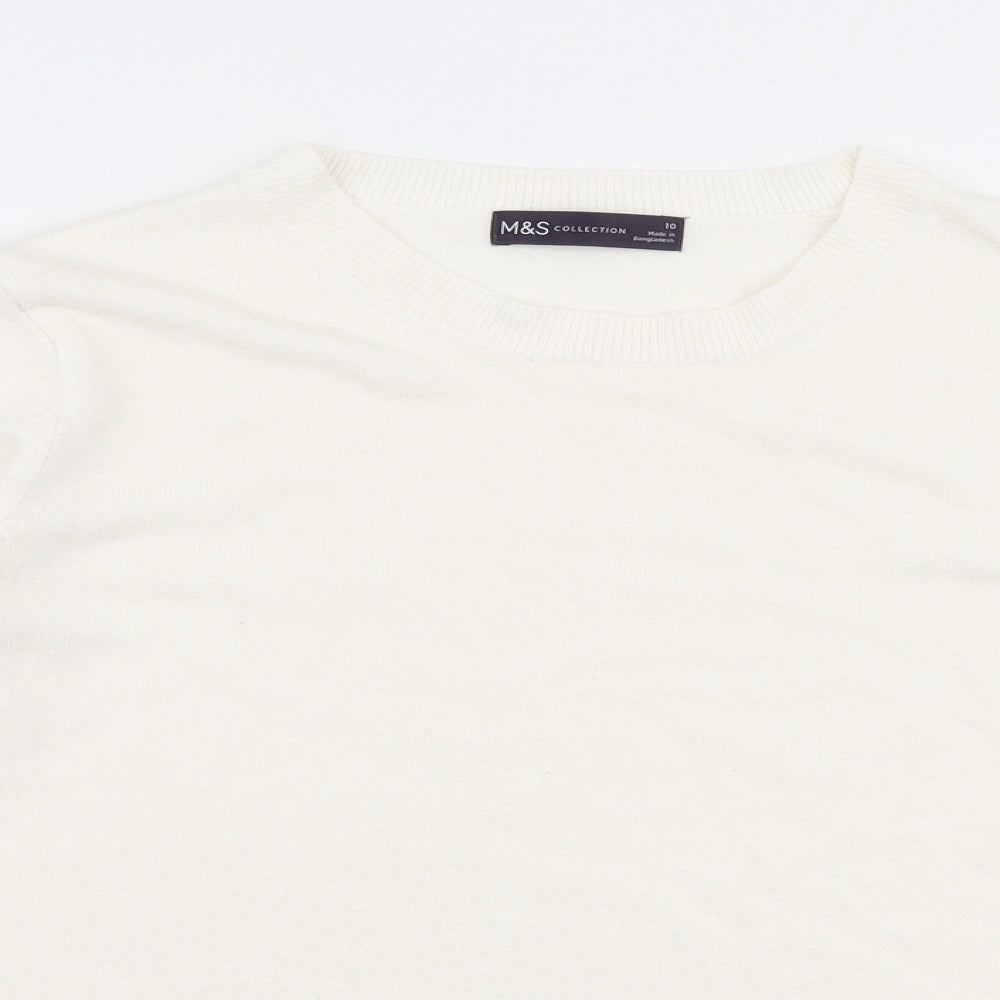 Marks and Spencer Womens Ivory Round Neck  Acrylic Pullover Jumper Size 10