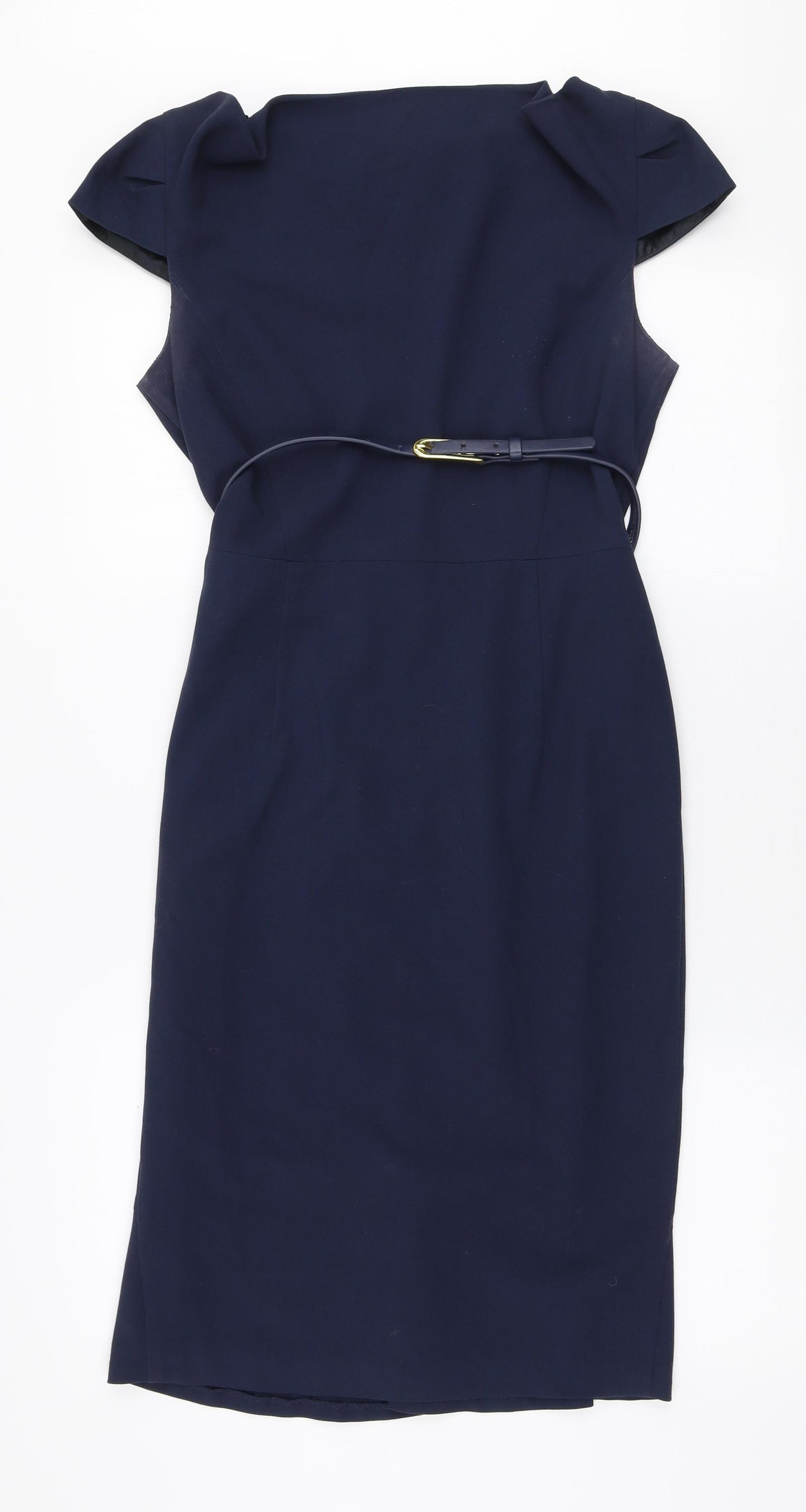 NEXT Womens Blue  Polyester Pencil Dress  Size 10  Round Neck Zip