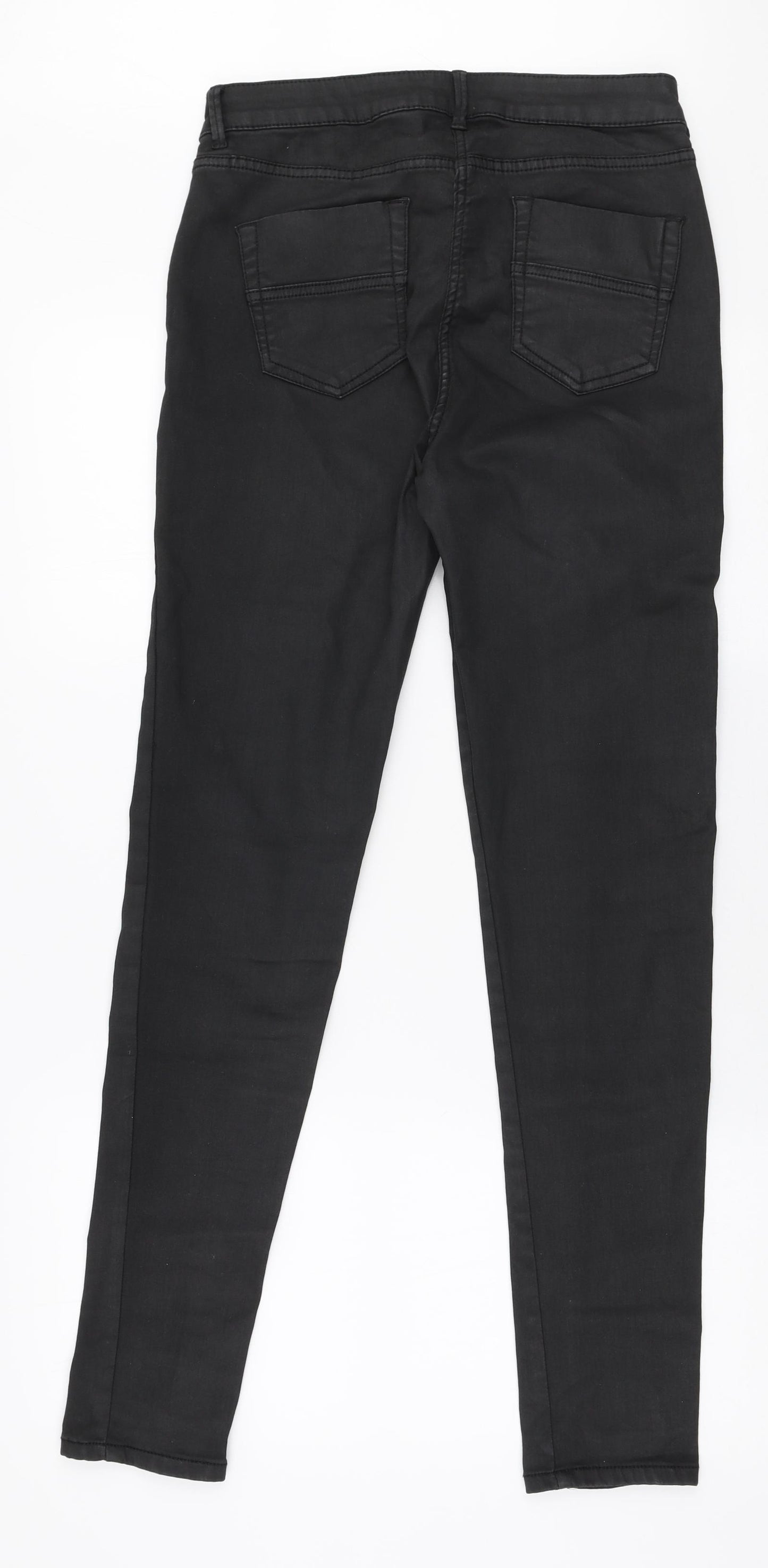 NEXT Womens Black  Cotton Skinny Jeans Size 8 L30 in Slim Zip