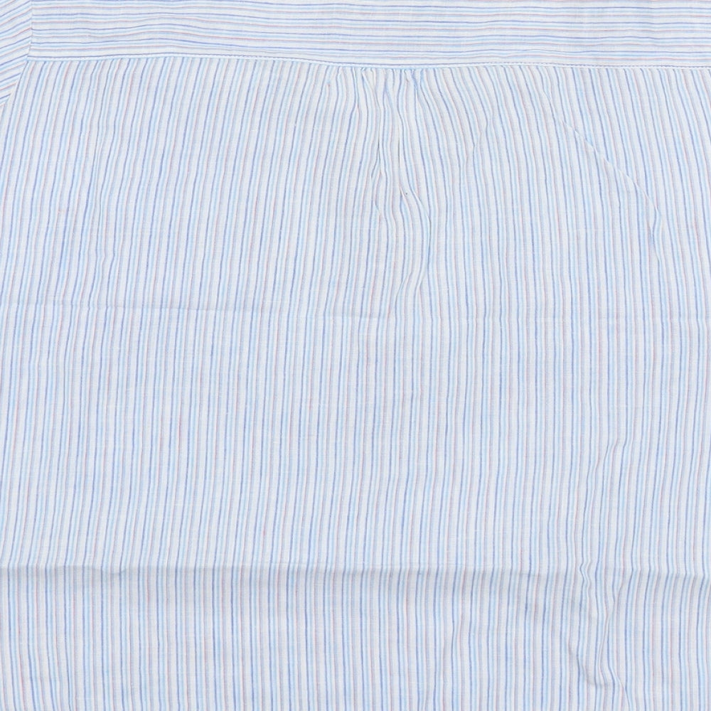 Per Una Womens Blue Striped Polyester Basic Blouse Size M V-Neck