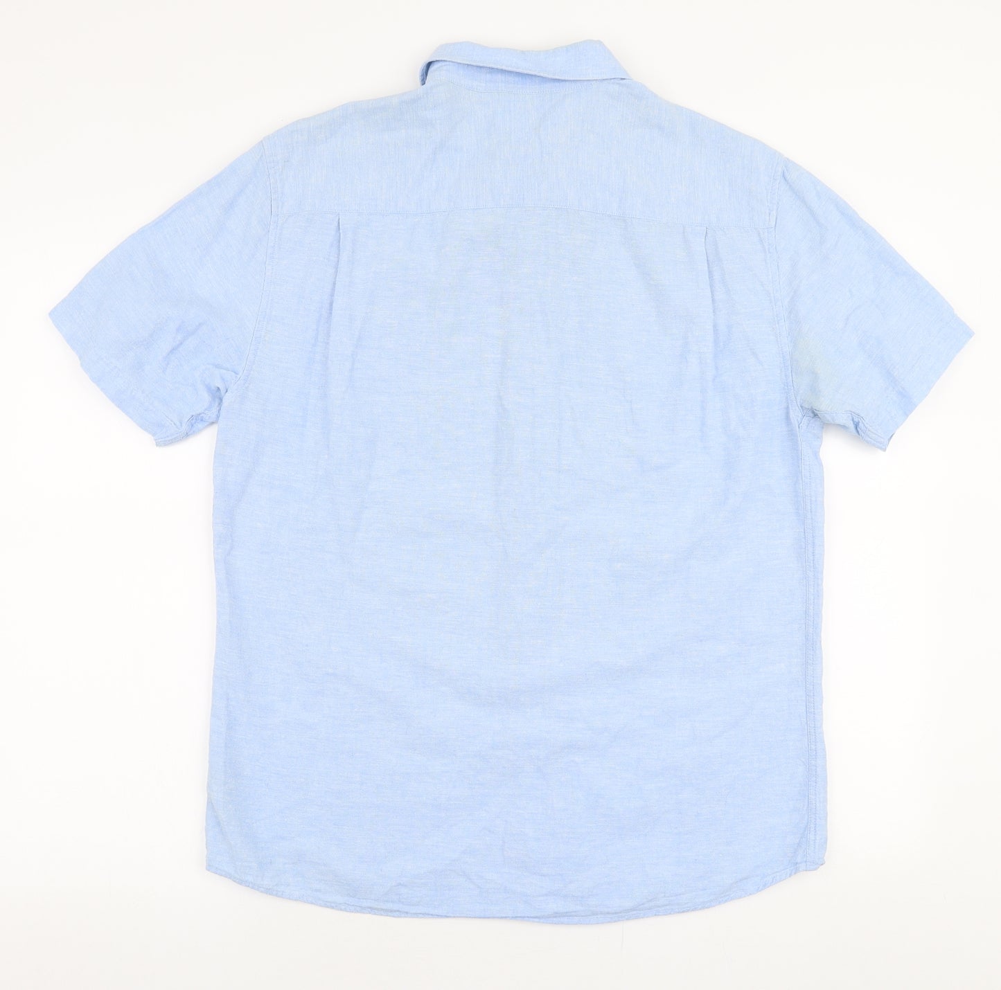 Dunnes Stores Mens Blue  Linen  Button-Up Size M Collared Button