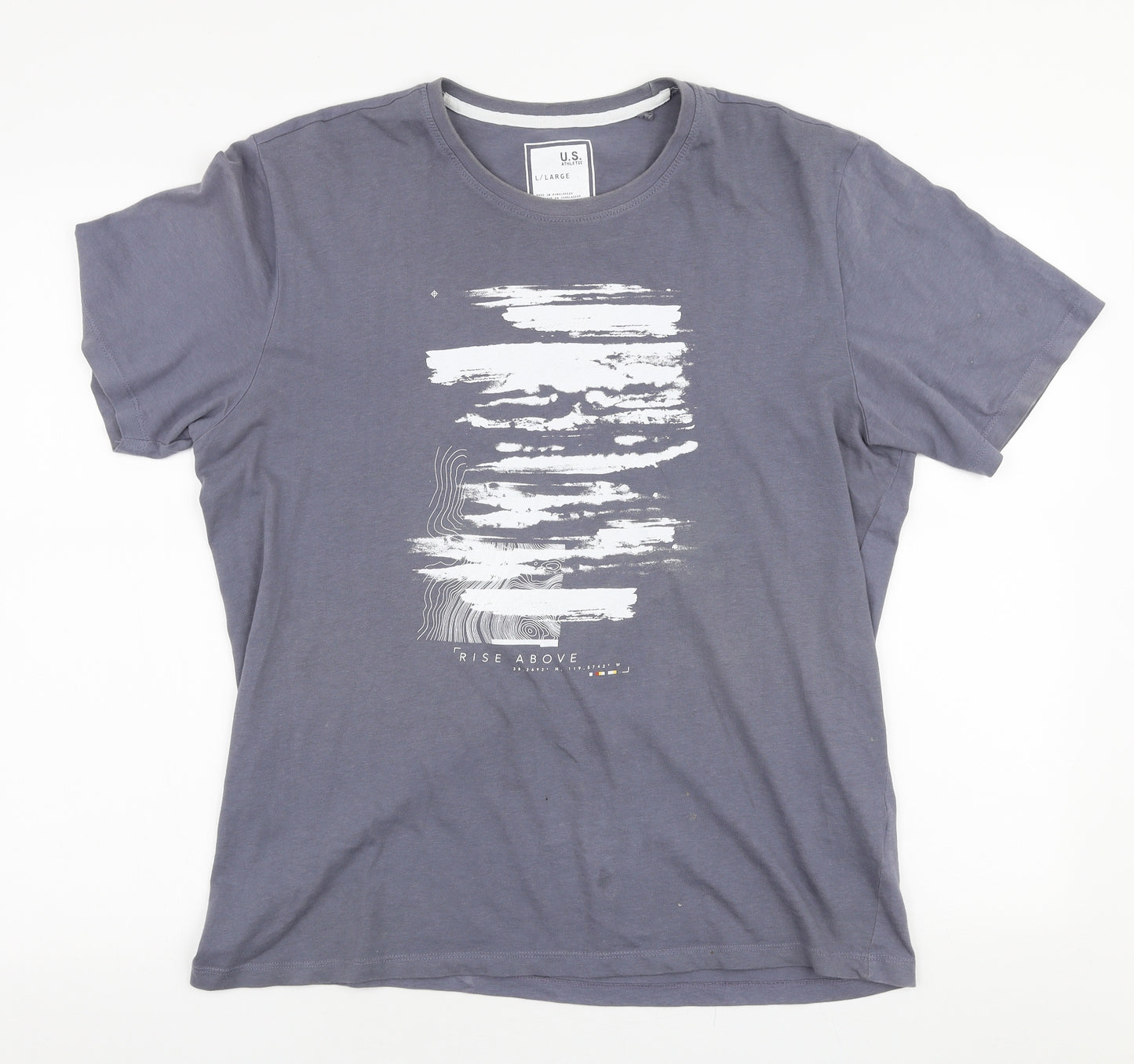 US Athletic Mens Grey  Cotton  T-Shirt Size L Round Neck