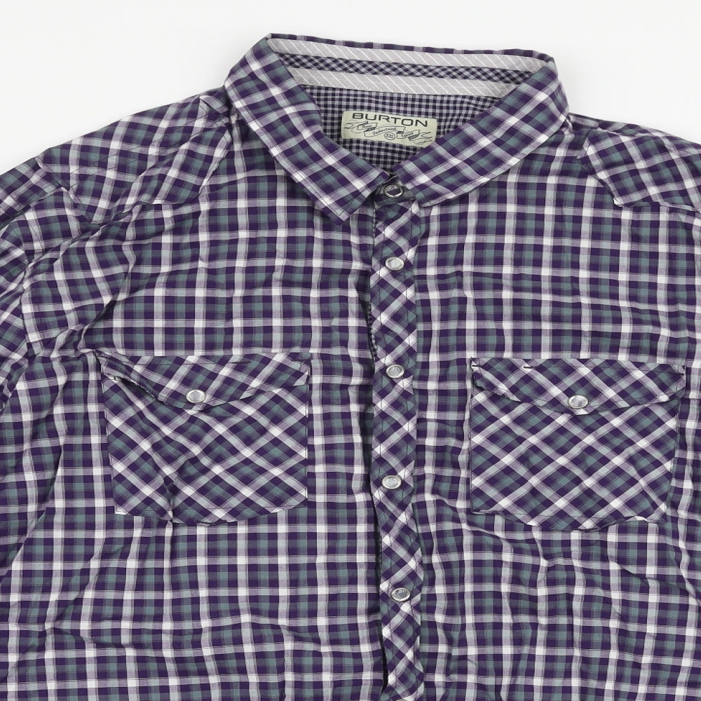 Burton Mens Multicoloured Plaid Cotton  Button-Up Size 2XL Collared Button