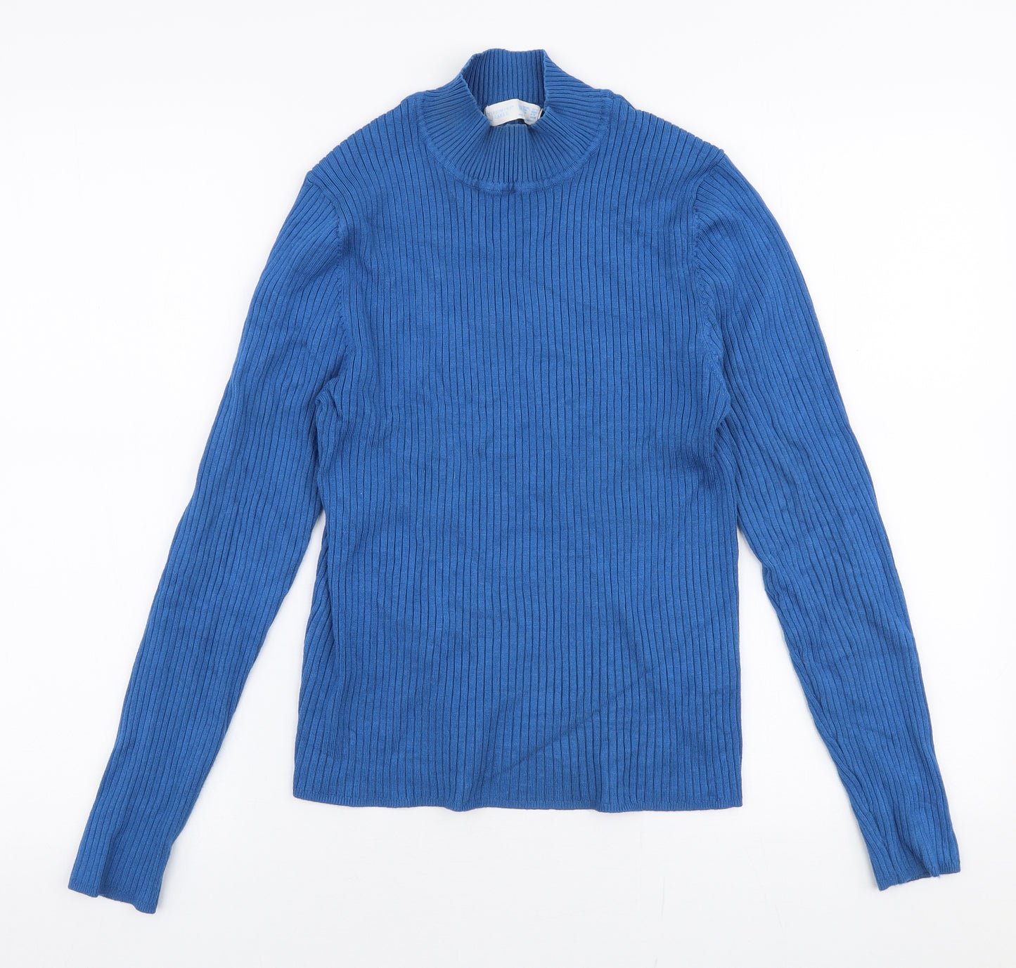 Primark Womens Blue High Neck  Viscose Pullover Jumper Size M