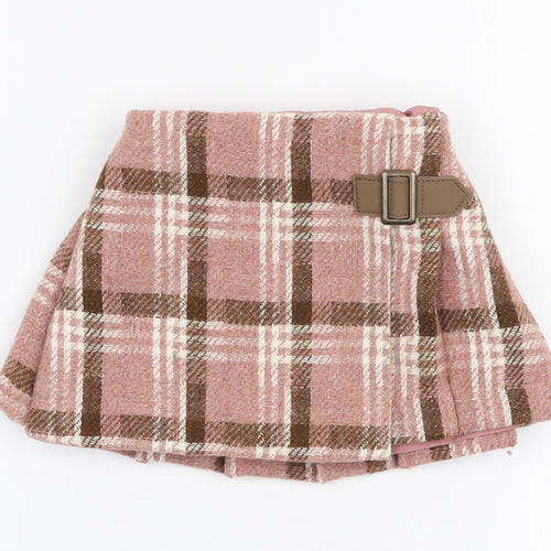 NEXT Girls Pink Plaid Polyester Pleated Skirt Size 6-9 Months  Pull On