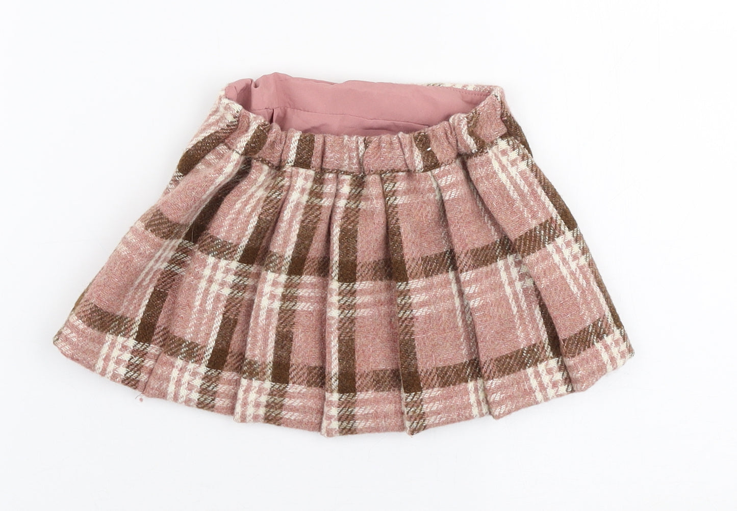 NEXT Girls Pink Plaid Polyester Pleated Skirt Size 6-9 Months  Pull On