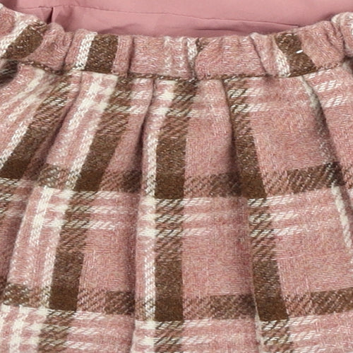 NEXT Girls Pink Plaid Polyester Pleated Skirt Size 6-9 Months  Pull On