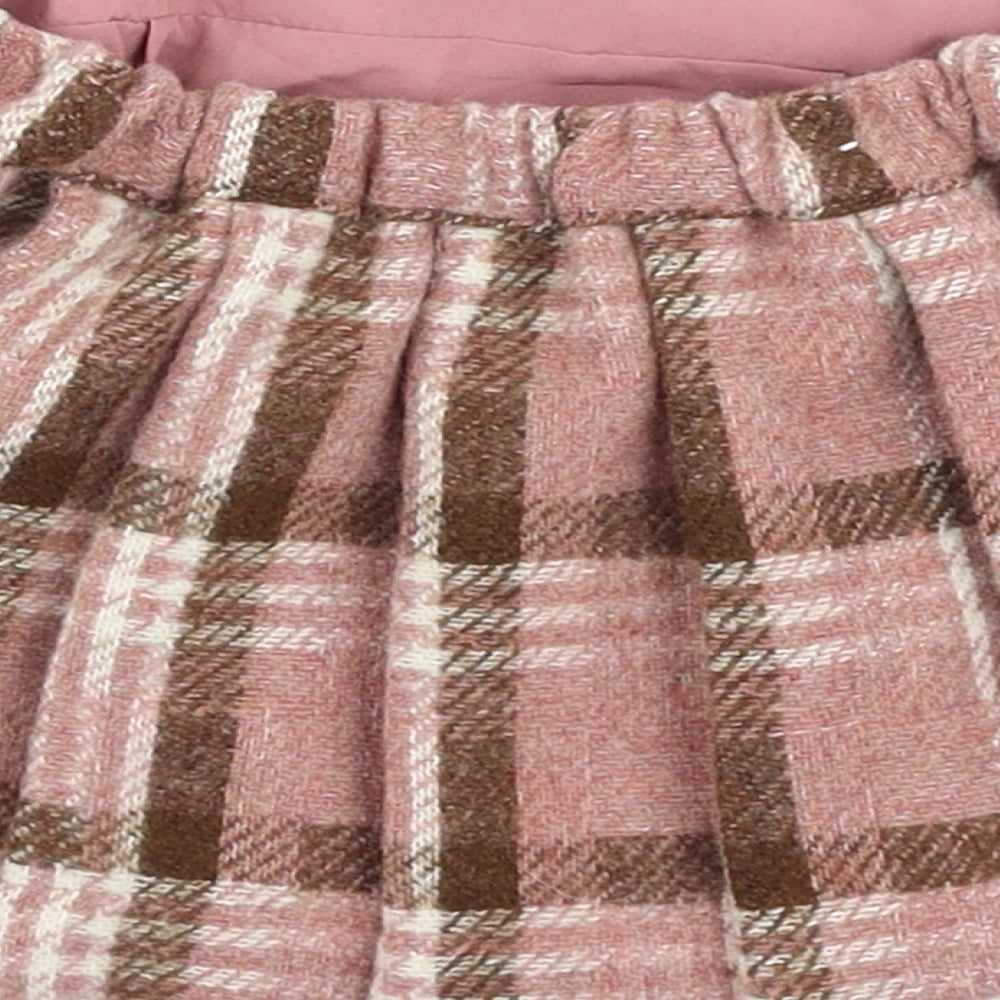 NEXT Girls Pink Plaid Polyester Pleated Skirt Size 6-9 Months  Pull On