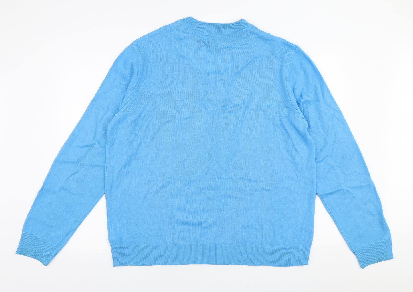 River Island Mens Blue V-Neck  Acrylic Pullover Jumper Size XL