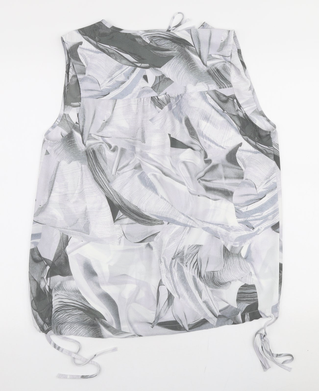 NEXT Womens Grey Floral Polyester Basic Blouse Size 14 Round Neck