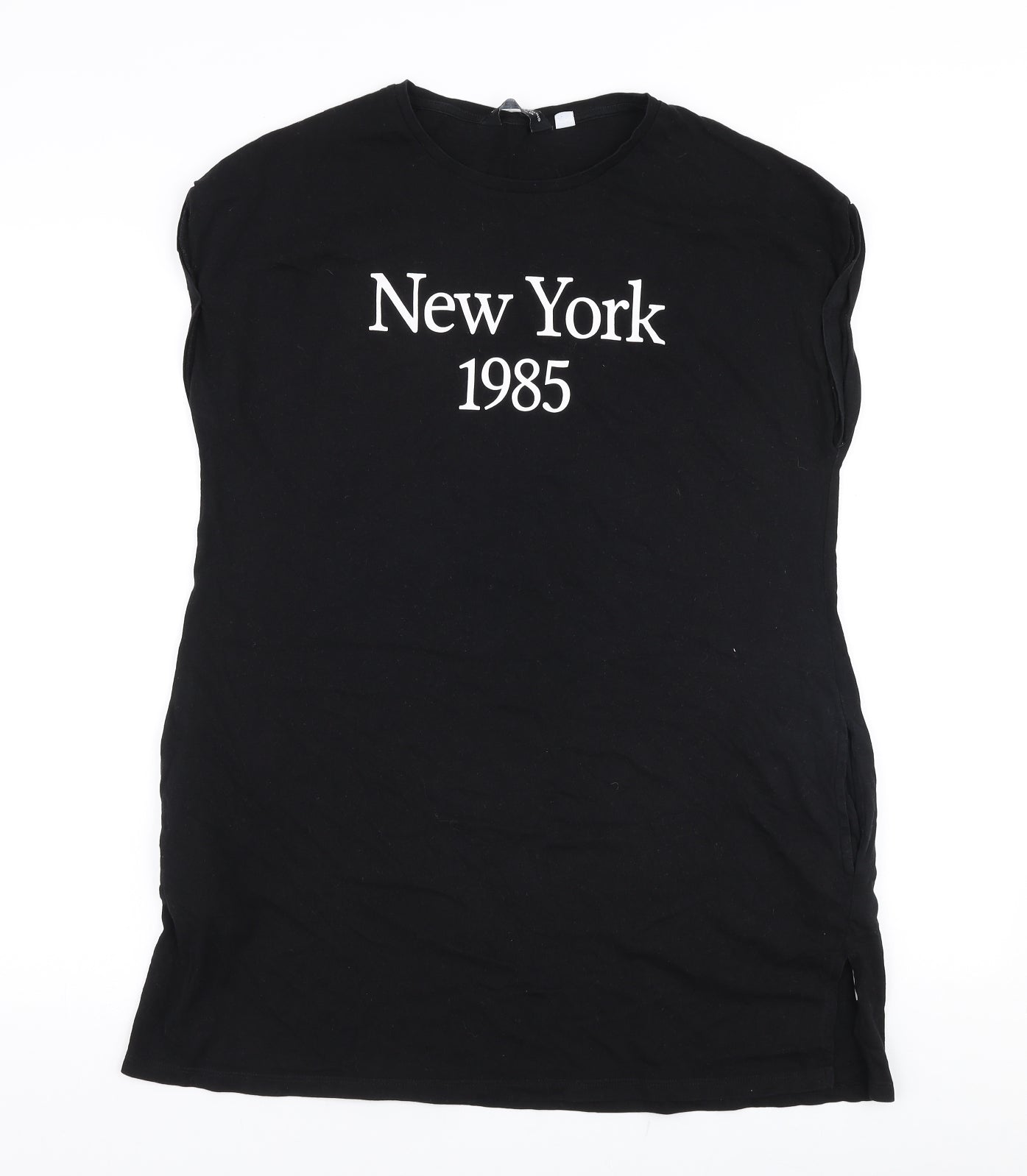 Dorothy Perkins Womens Black  100% Cotton Jersey T-Shirt Size 14 Round Neck - New york